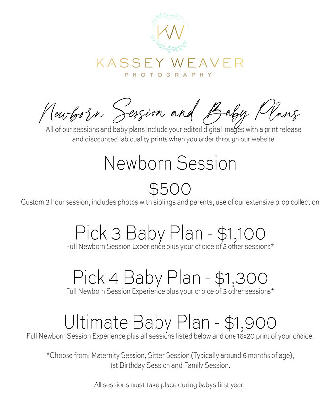 2026 Pricing - Newborn